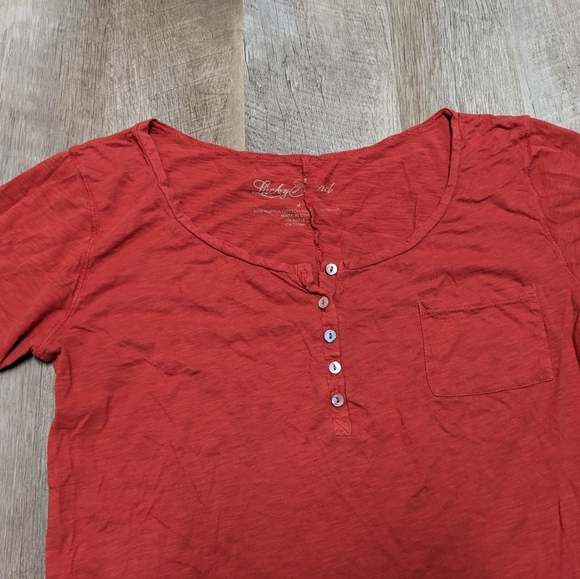 Lucky Brand Red Half Button Tee Shirt Modal Blend - Picture 2 of 5